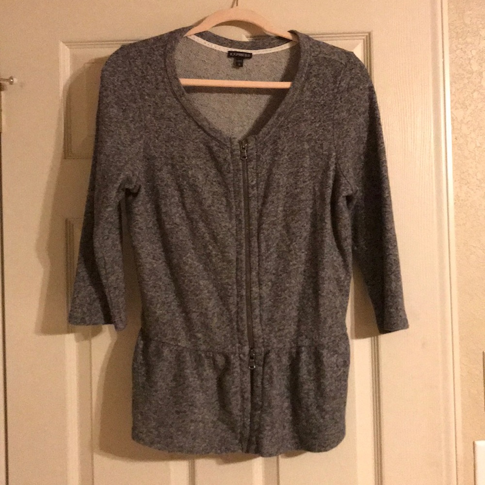 Express (L) zip 3/4 sleeve cardigan